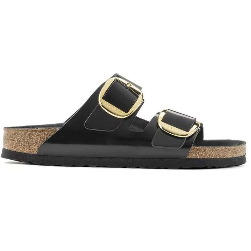 Birkenstock Claquettes Black Vitello Sandals With Gold-Tone Buckles Black