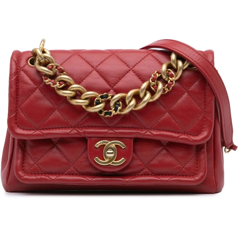 Chanel Fourre-tout Small Quilted Lambskin Chain Link Flap rot