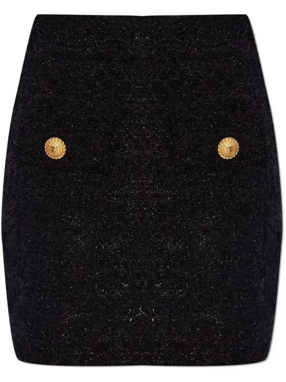 Balmain - High-Waisted Bouclé Miniskirt - Größe 38 - schwarz