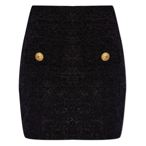 Balmain  High-Waisted Bouclé Miniskirt Black