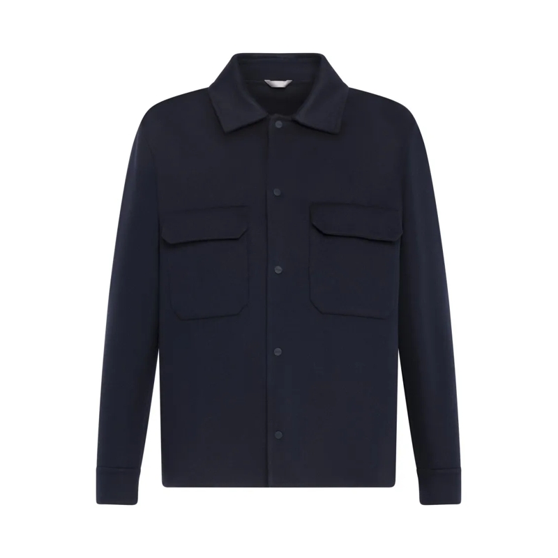 Herno  Structured Blue Jacket With Classic Collar Blue