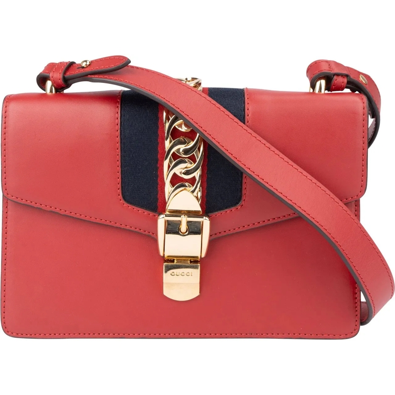 Gucci Fourre-tout Gucci Red Leather Sylvie Shoulder Bag rot