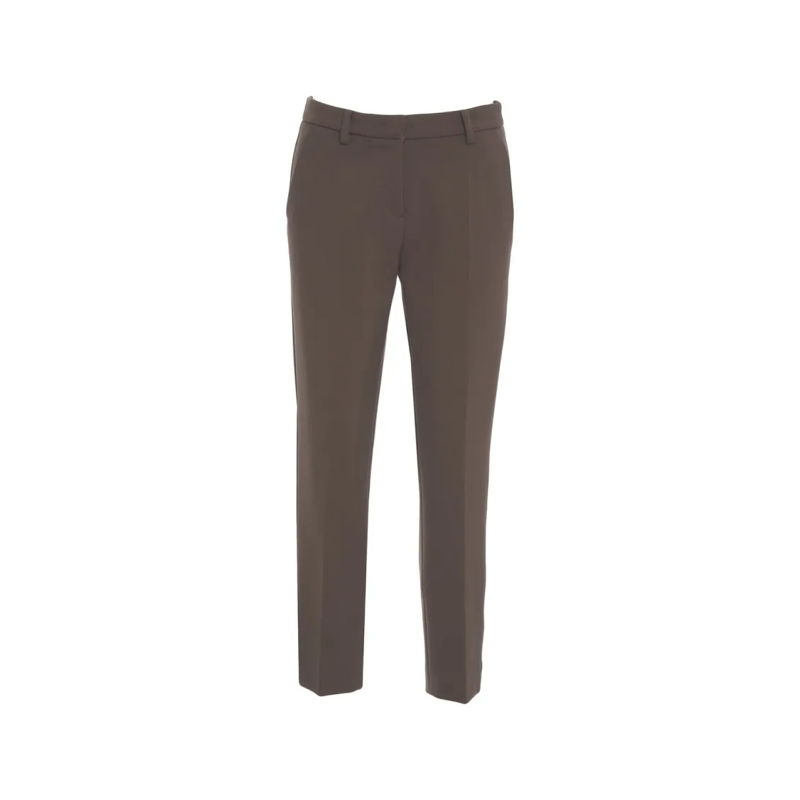 Cambio  Tailored Brown Trousers With Straight Leg Cut And  Grey