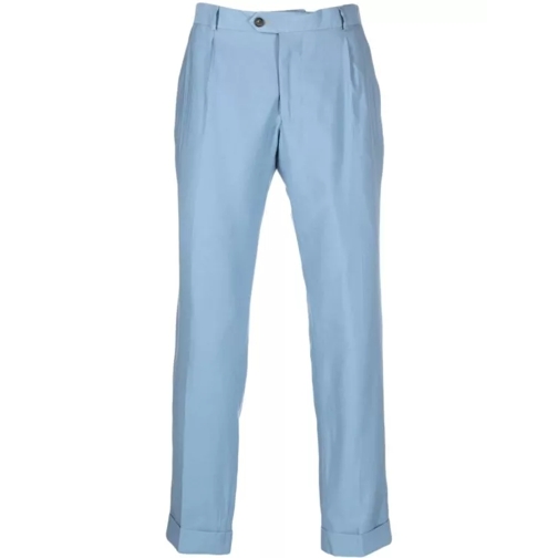 Reveres 1949 Straight Leg Tailored Trousers With Pressed Crease Blue Hosen