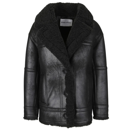 Stand Studio Jas in omgekeerd lam Shearling Jacket Black