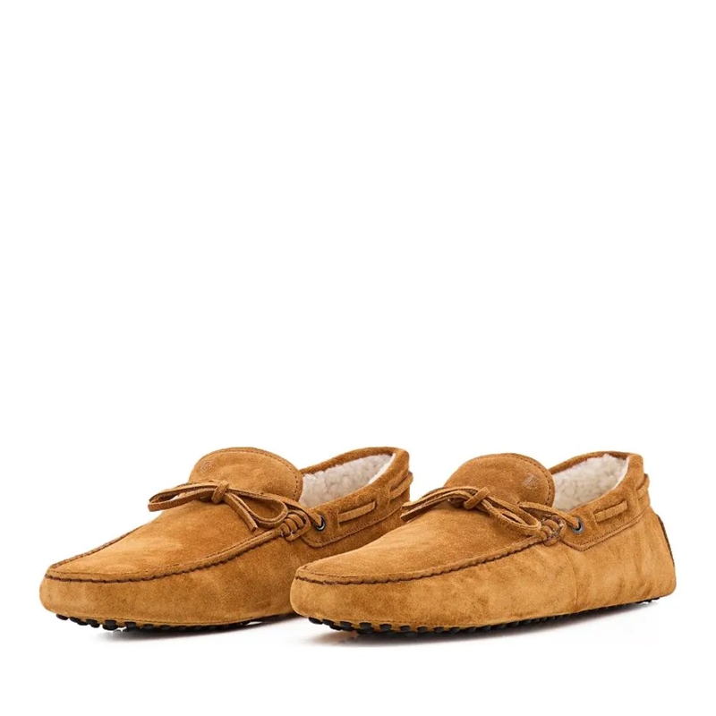 Tod's Mocassin Sheepskin Lace-Up Loafers Brown