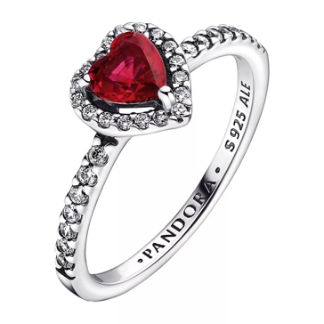 Silver ring with outlet red heart