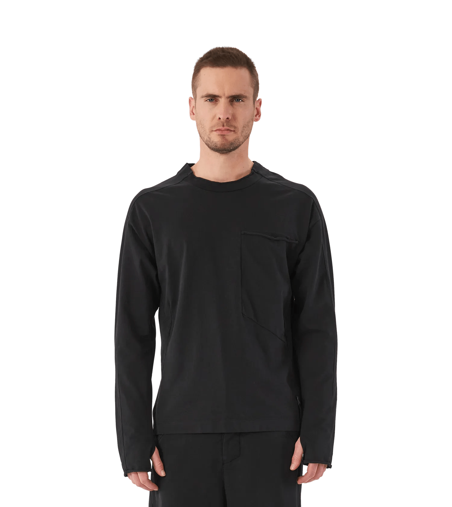 Transit - Longsleeve mit aufgesetzter Tasche - Größe S - schwarz