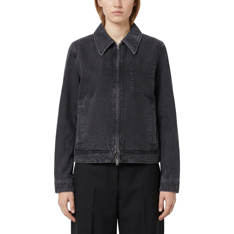 AMI Paris Übergangsjacke Jeansjacke mit Logo grau(Image 2)