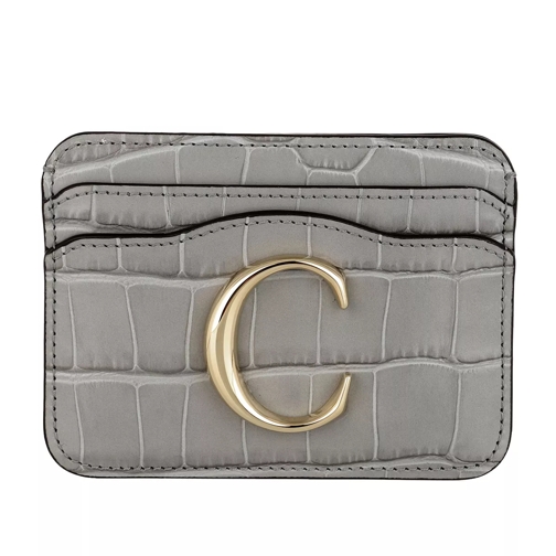 Chloé Branded Card Case Leather Stormy Grey Porta carte di credito
