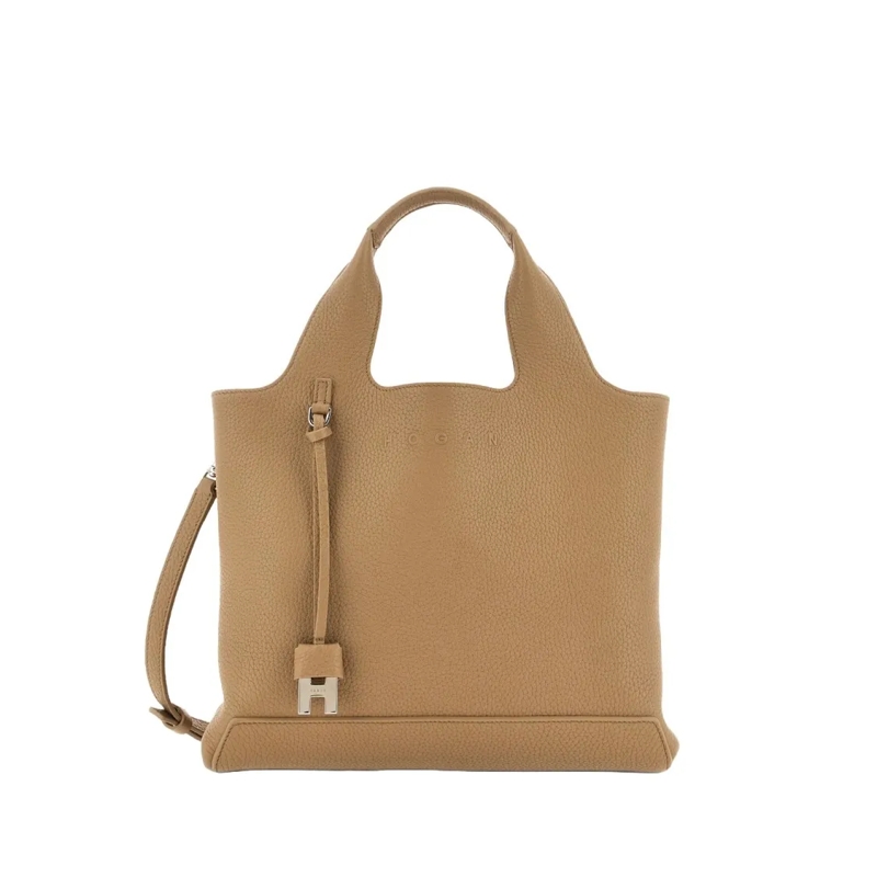Hogan Schultertasche Structured Medium Biscuit Leather Shopping Bag Brown