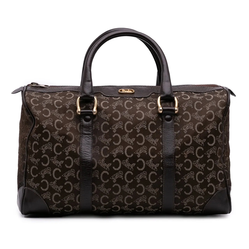 Celine Tote C Carriage Canvas Boston Bag braun