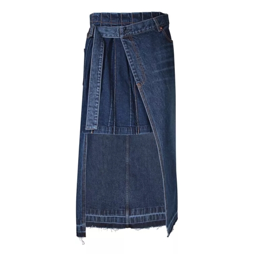 Sacai Denim Skirt With An Asymmetric Cut Blue 