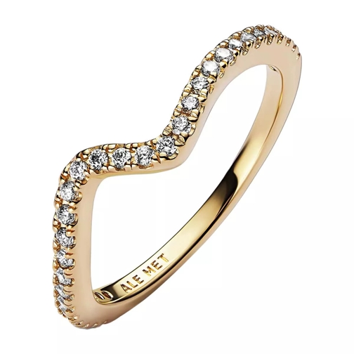Pandora Wave 14k gold-plated ring with clear cubic zirconia Pavéring