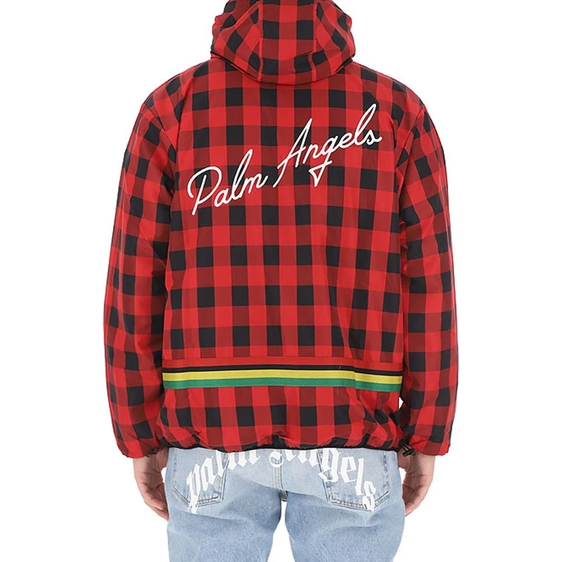 Palm Angels Doudoune Palm Angels Checked Windbreaker Jacket rot(Image 3)
