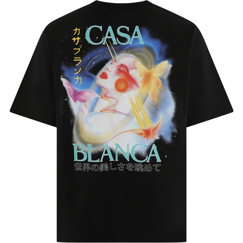 Casablanca T-Shirt Heren Galactic Connection Zwart schwarz
