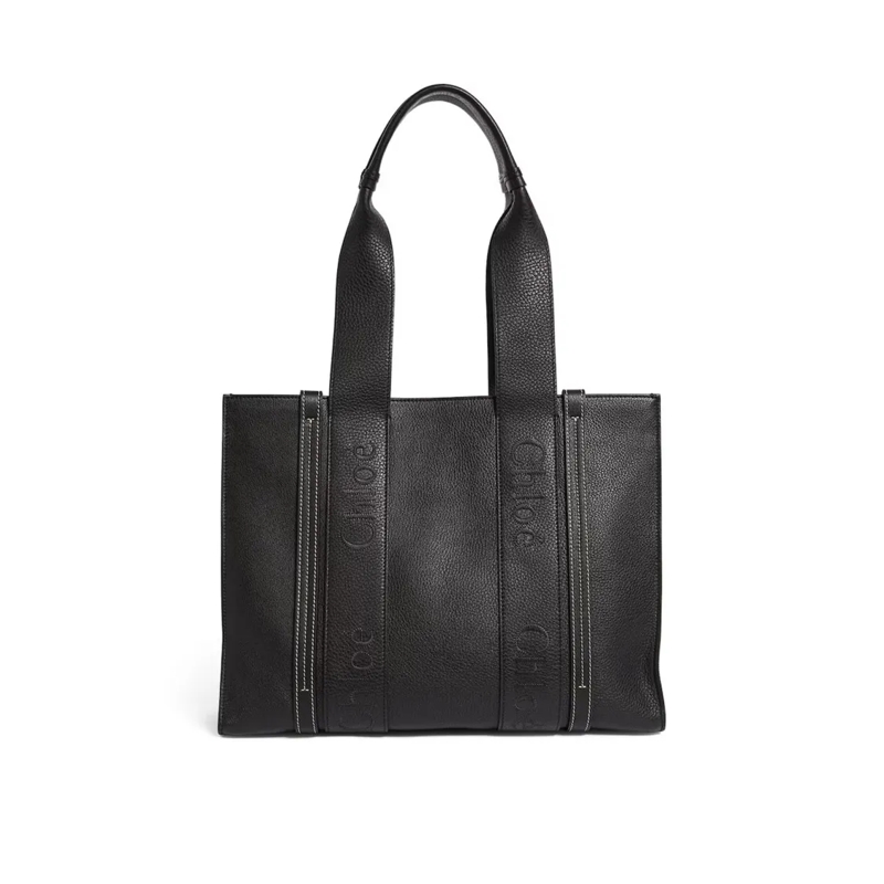 Chloé Fourre-tout Chloe Woody Medium Leather Tote Bag Black