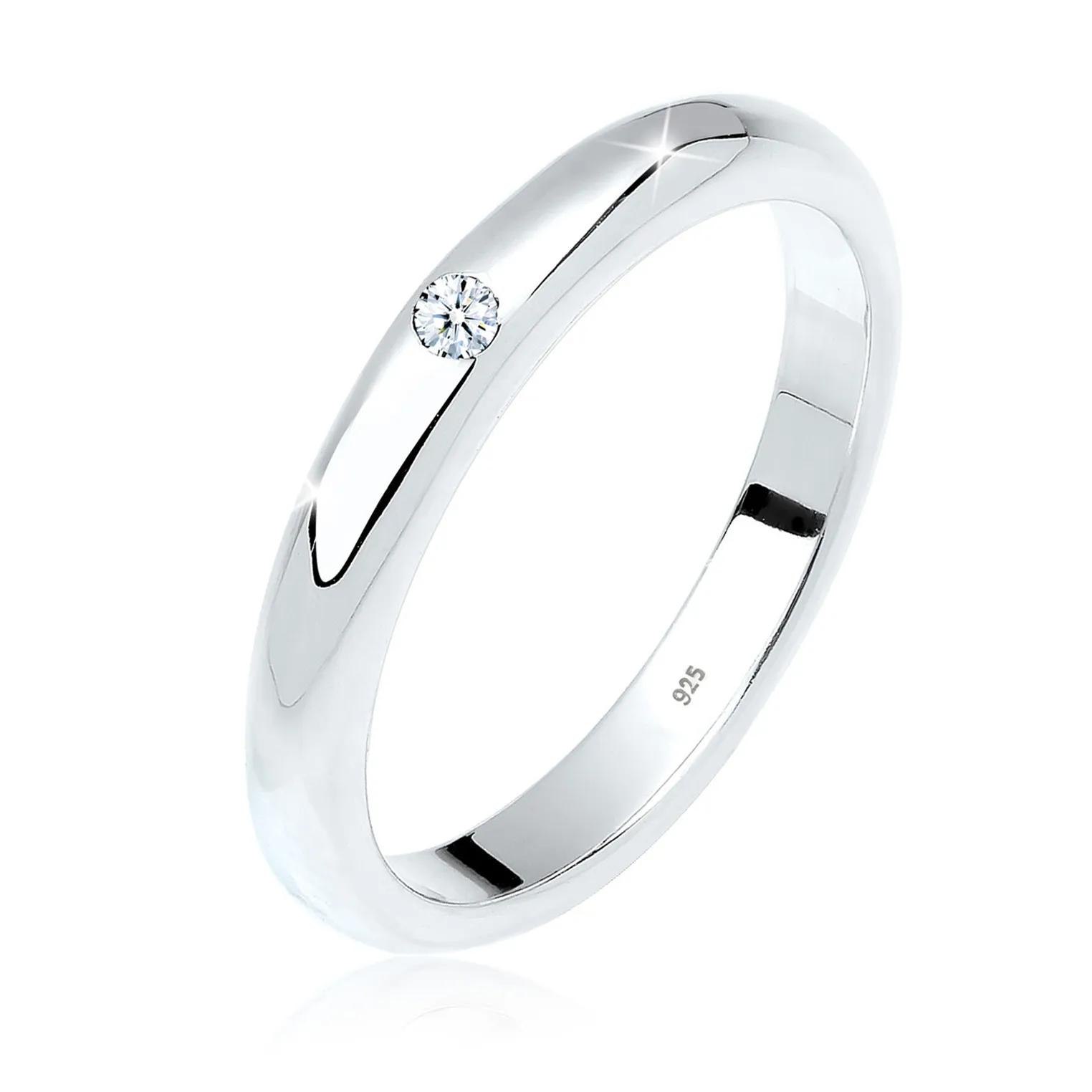 Elli Ringe - Ring 925 Sterling Silber Diamant ct 0.03 Verlobung - Gr. 52 MM - in Weiß - für Damen