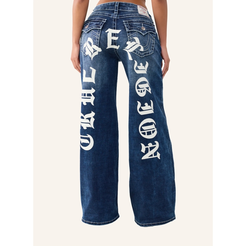 True Religion Jeans - Baggy Jeans- Lockere Passform- Dunkle Waschung blau