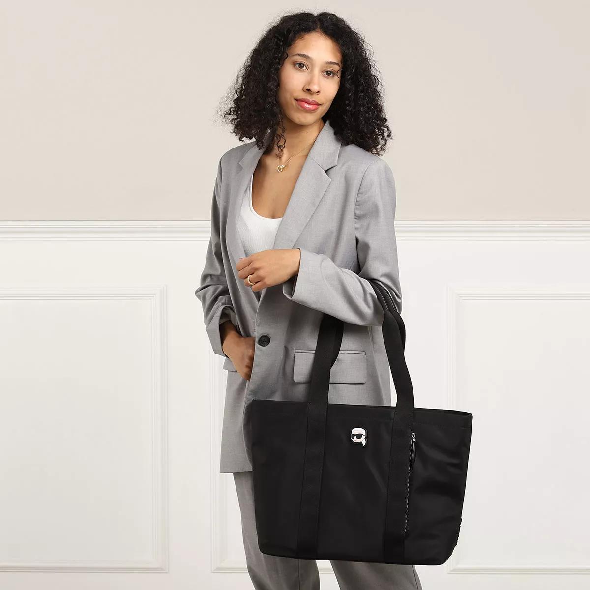 Black tote handbag with zip clearance
