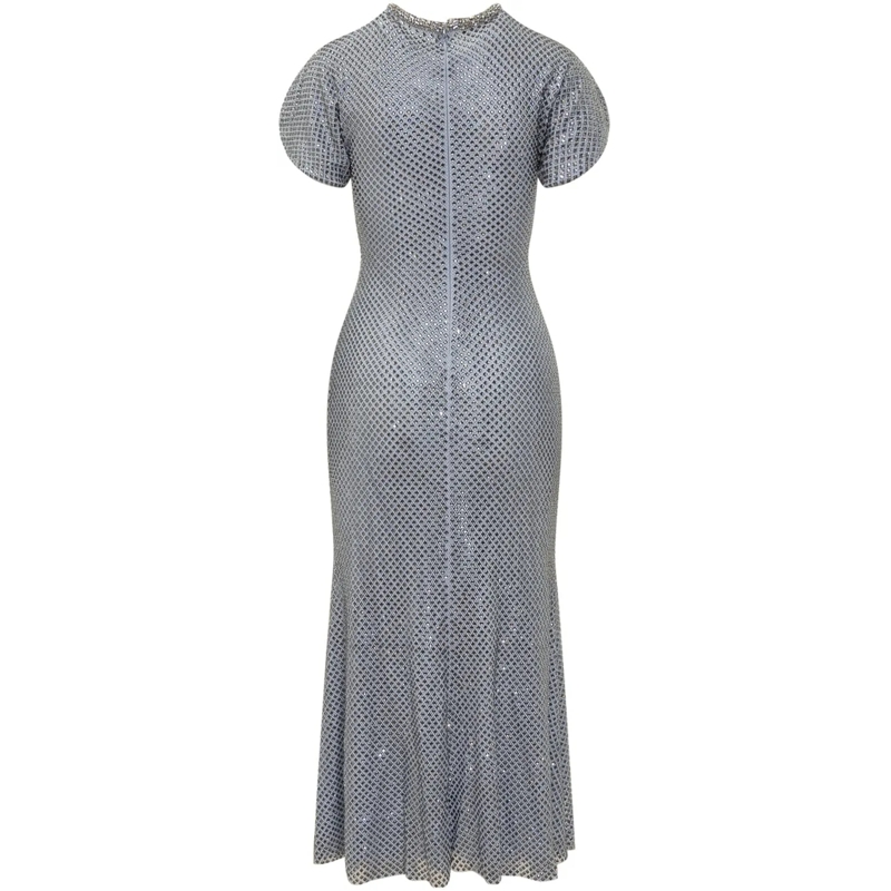 Self Portrait Maxikleid Abito Lungo con Strass silber(Image 2)