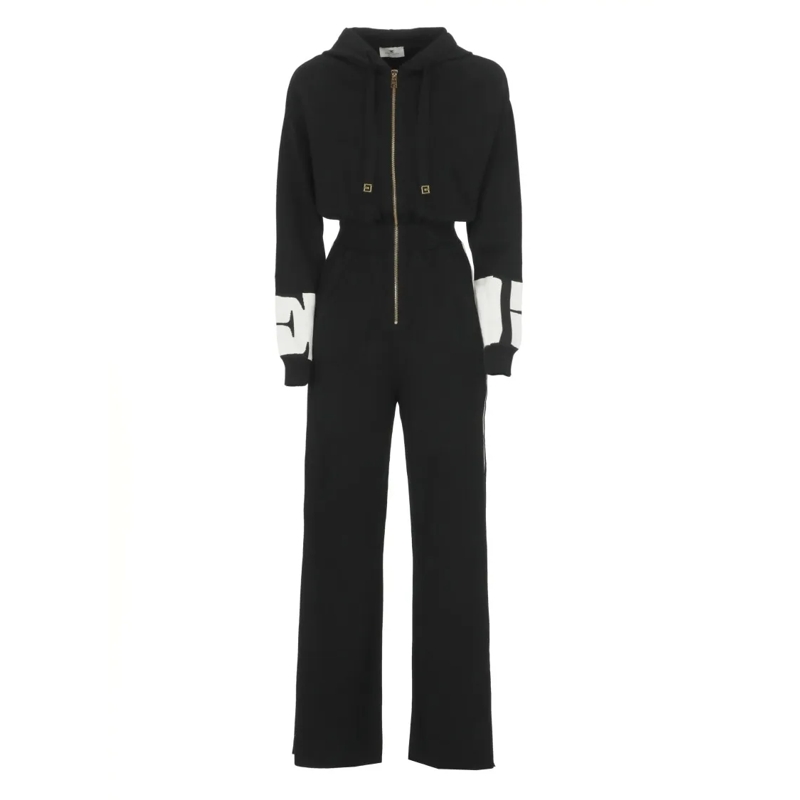 Elisabetta Franchi Combinaison Viscose Jumpsuit With Hood Black