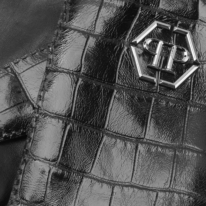 Philipp Plein Handschuhe Handschuhe Hexagon Crocco Print schwarz(Image 3)