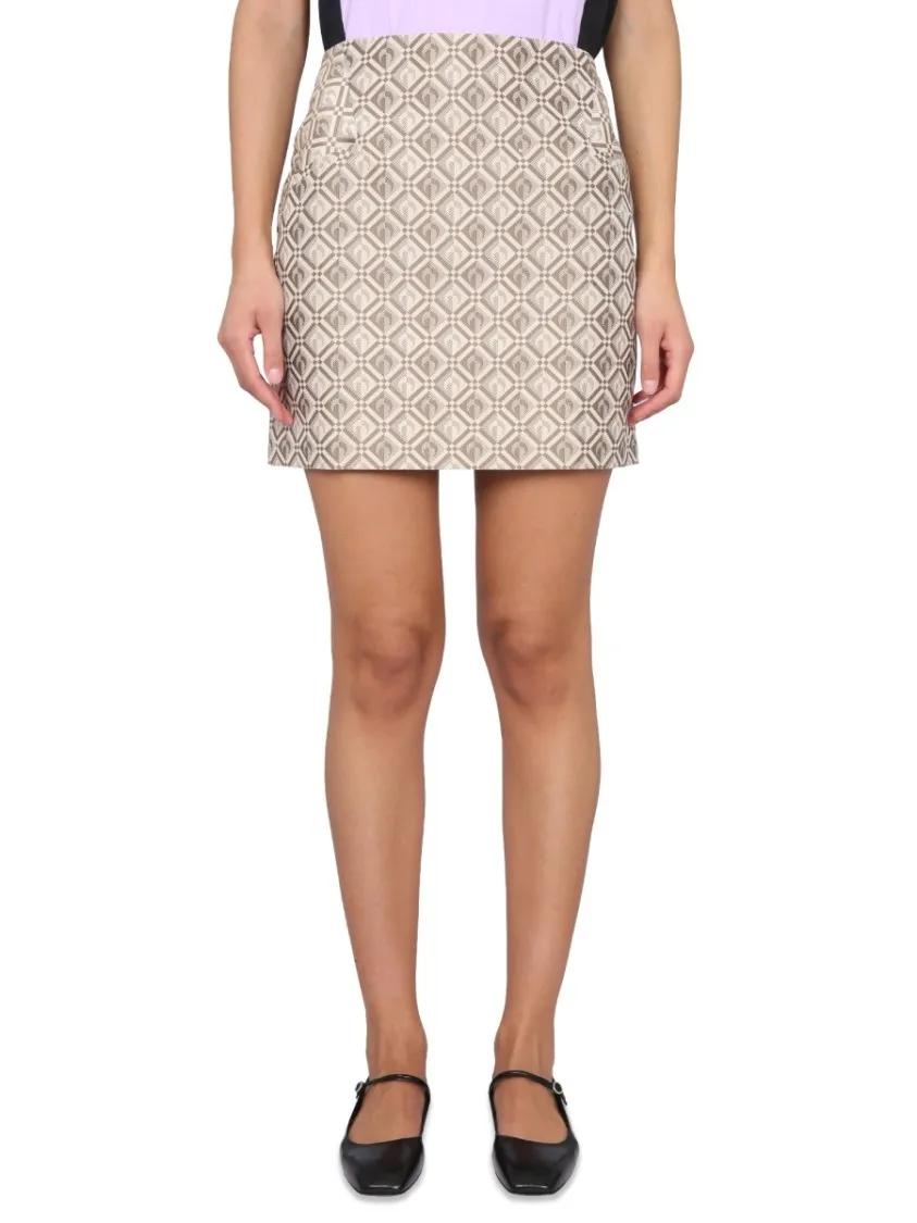Thumbnail - Marine Serre - Mini Moon Diamant Skirt - Größe 36 - beige