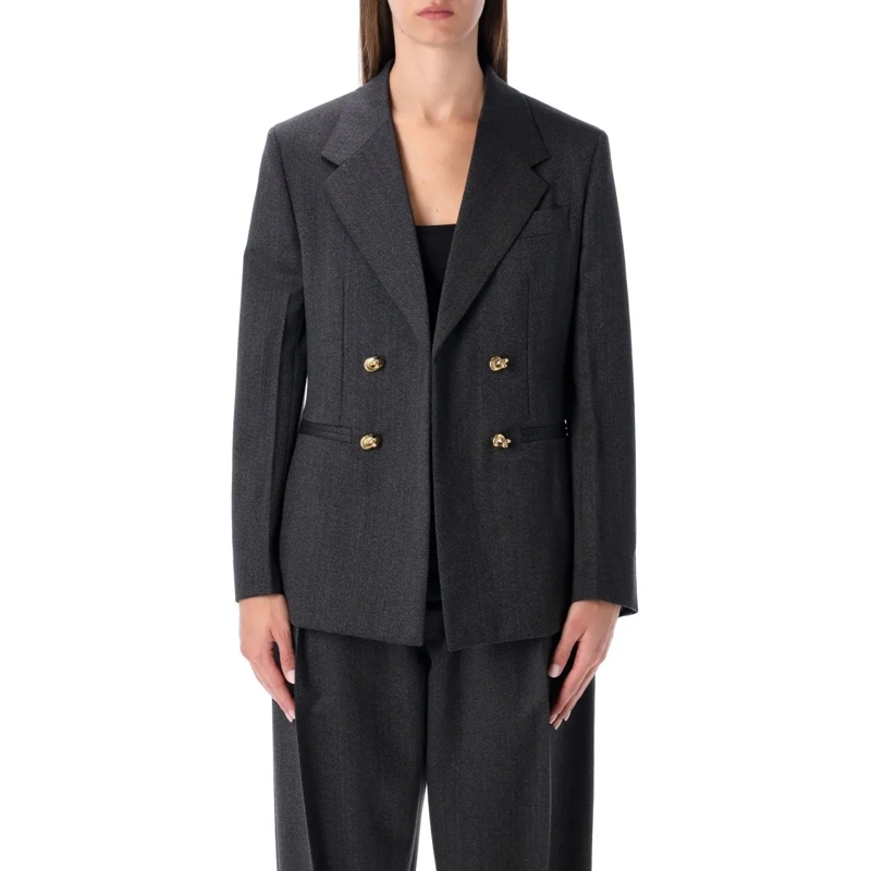 Bottega Veneta Blazer Grey Blazer With Gold Knot Buttons Black