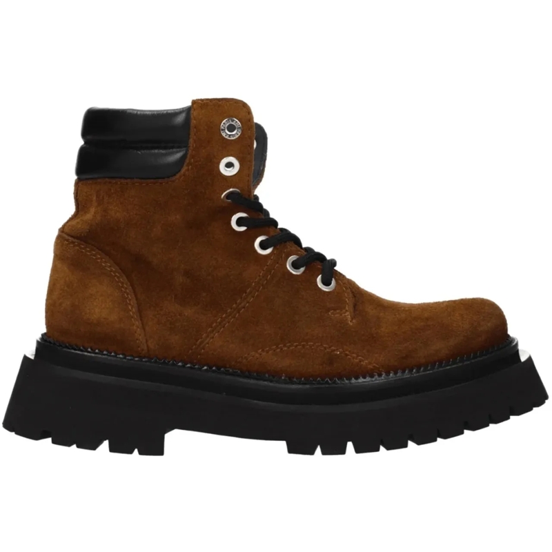 AMI Paris Sneaker basse Lace-up Suede Ankle Boots braun