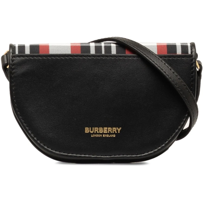 Burberry Schultertasche 2018-2023 Olympia Micro Tartan Nylon and Leather C schwarz