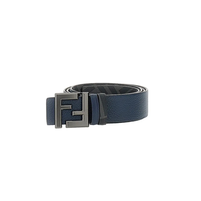 Fendi Gürtel Reversible Leather Belt With Distinctive Ff Monogr Blue