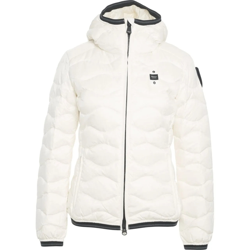 Blauer Mini-robe Down jacket with wavy quilting weiß