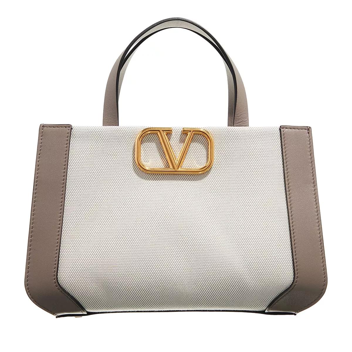 Valentino Garavani Tote - Small Tote V Logo Signature Canvas - Gr. unisize - in Creme - für Damen