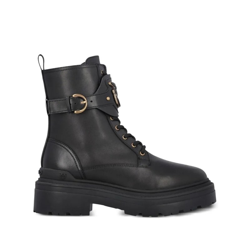 Pinko Bottes Chunky Platform Black Leather Boots With Decorativ Black