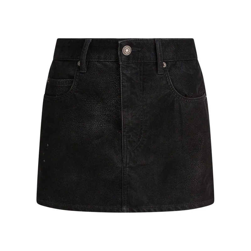 Etoile Isabel Marant Minirok Textured Black Skirt With Classic Five-Pocket Desi Black