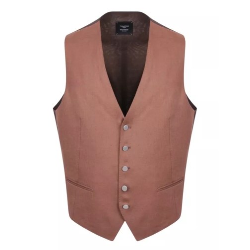 Tagliatore Brown Linen Waistcoat Brown 