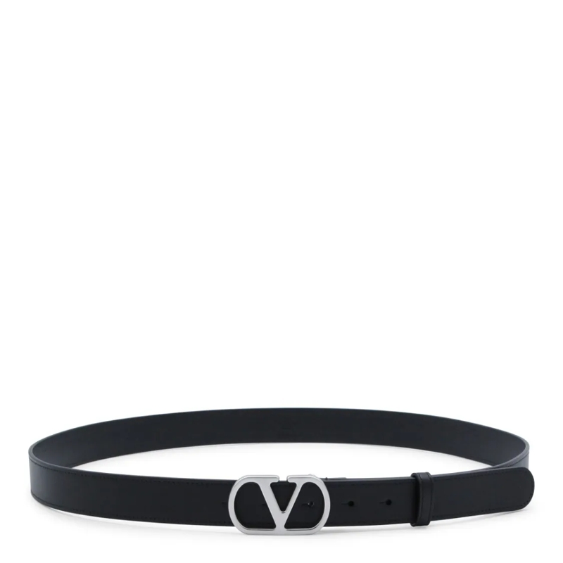 Valentino Garavani Ceinture Smooth-Finish Black Leather Belt Black