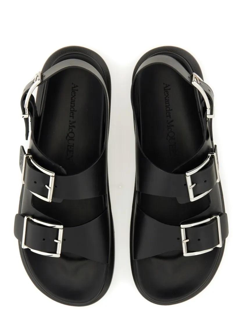 Thumbnail - Alexander McQueen Loafer - Leather Sandal - Gr. 44 (EU) - in Schwarz - für Damen