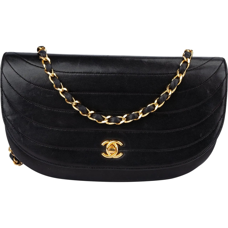 Chanel Sac à bandoulière Chanel Quilted Lambskin 24K Gold Single Flap Shoul schwarz