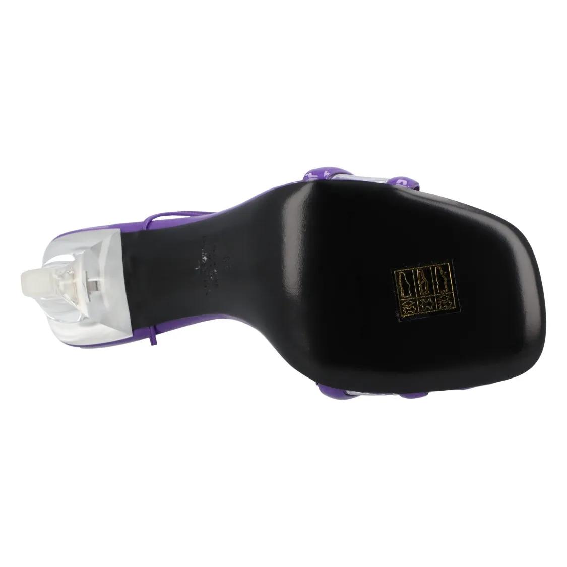 Thumbnail - Valentino Garavani Sandalen - Purple Leather Chain Sandals Purple - Gr. 39,5 (EU) - in Lila - für Damen