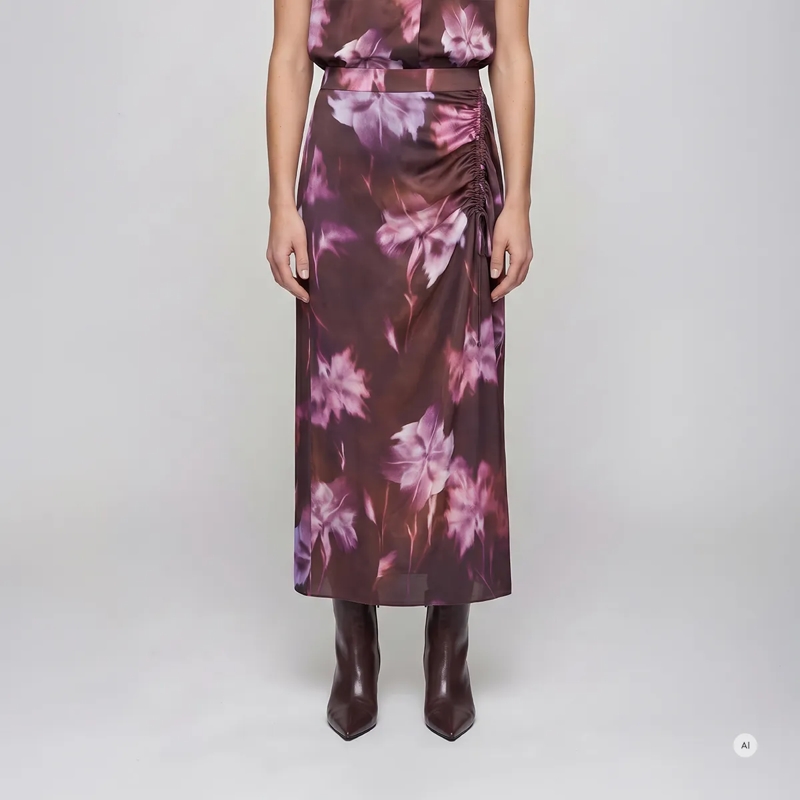Marc Aurel Midirock Der fließende Viskose-Satin bringt den floralen Pr lila(Image 3)