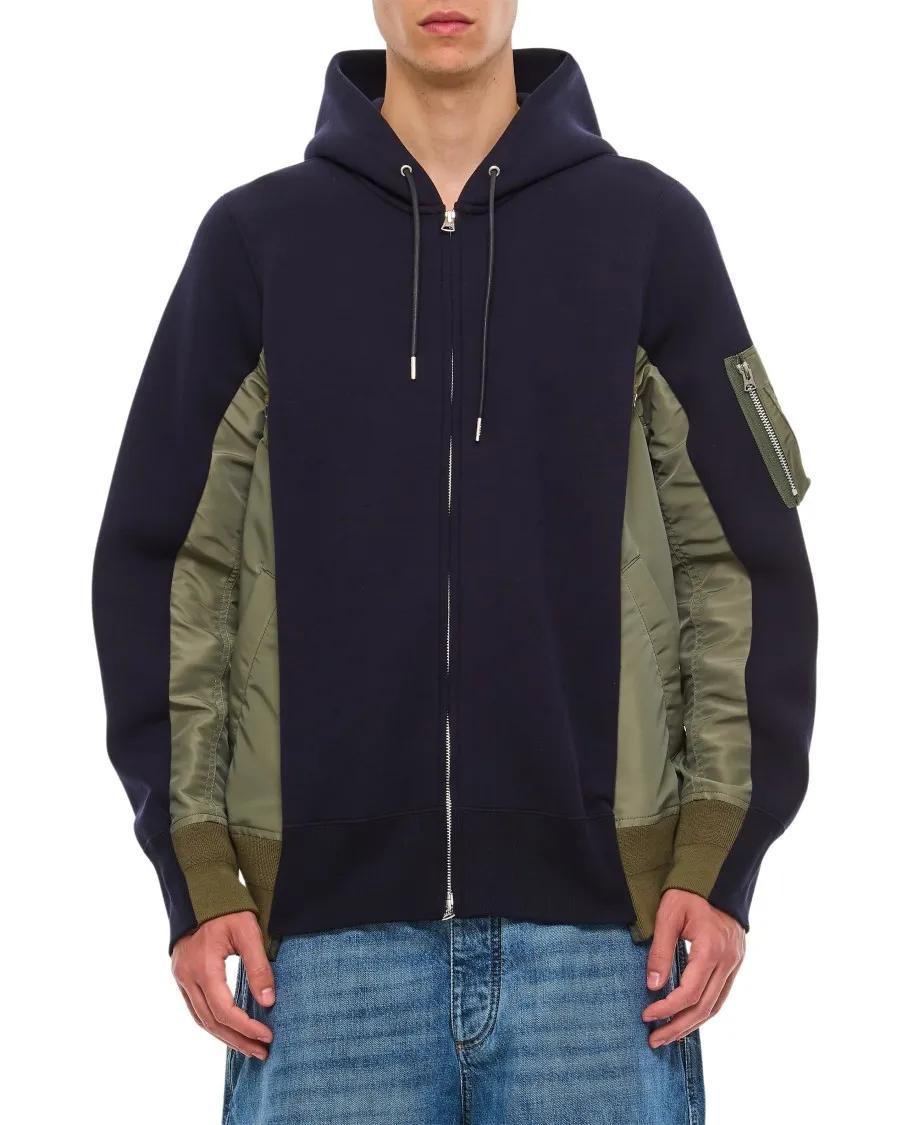 Sacai - Sponge Sweat X Nylon Twill Hoodie - Größe 3 - schwarz