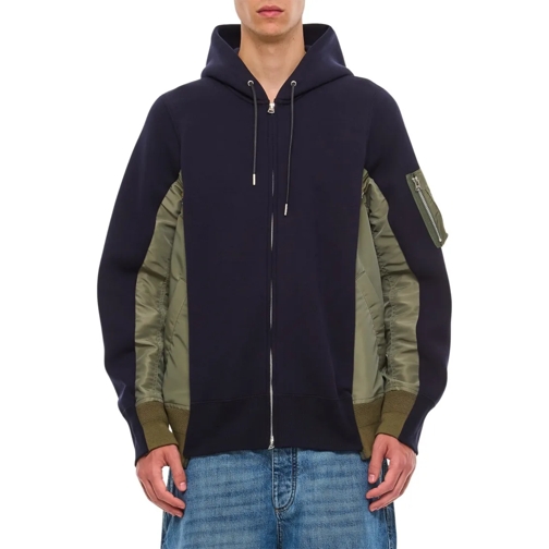 Sacai Sponge Sweat X Nylon Twill Hoodie Black Felpa con cappuccio