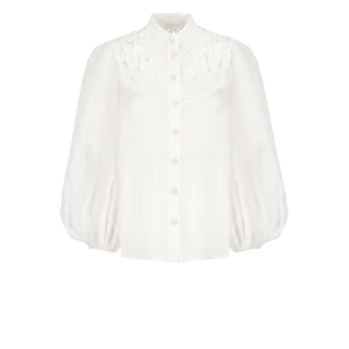 Zimmermann Blusen Ivory Ramie Blouse White