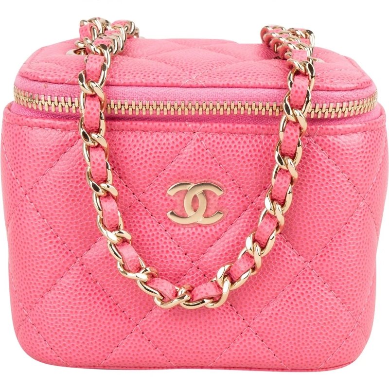 Chanel Tote Chanel Pink Saffianno Leather Mini Vanity Crossbod rot