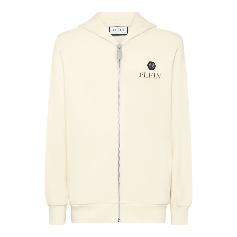 Philipp Plein Top Sweatjacke Mit Kapuze weiss
