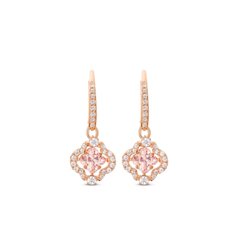 Swarovski Creole Sparkling Dance drop Clover rose gold-tone plated Pink