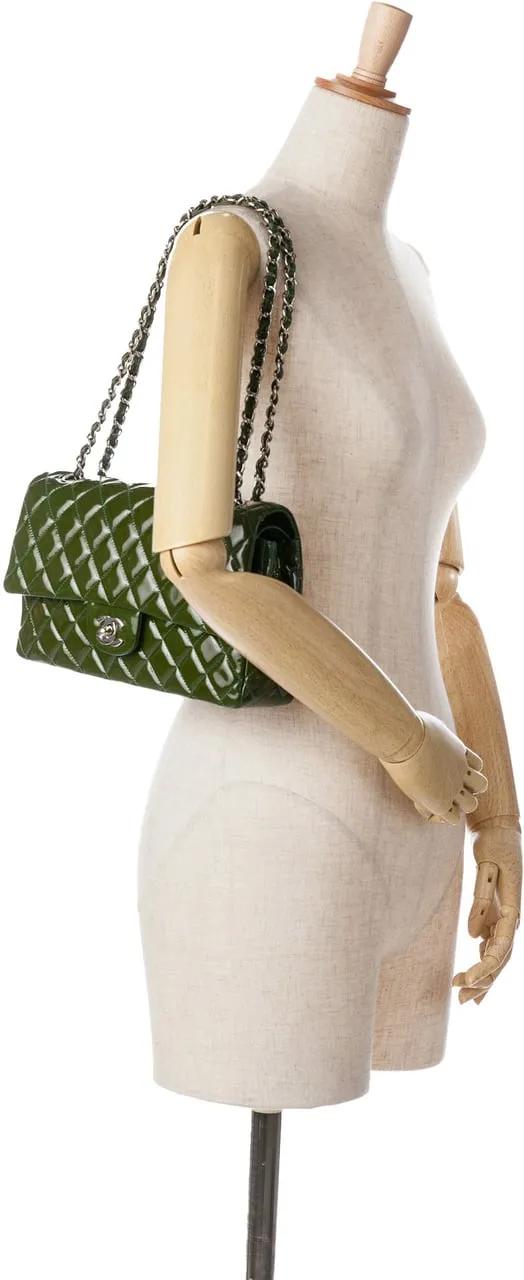 Chanel Hobo bags 2011 Medium Classic Patent Double Flap in groen