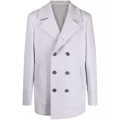 Eleventy Double-Breasted Wool-Cashmere Coat Grey 